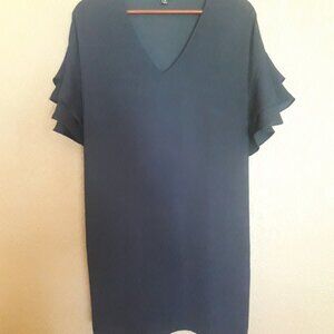 Banana Republic Navy Shift Dress with Scalloped Sleeves Size 6